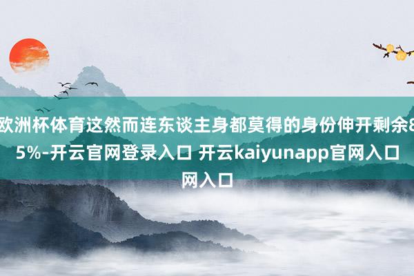 欧洲杯体育这然而连东谈主身都莫得的身份伸开剩余85%-开云官网登录入口 开云kaiyunapp官网入口