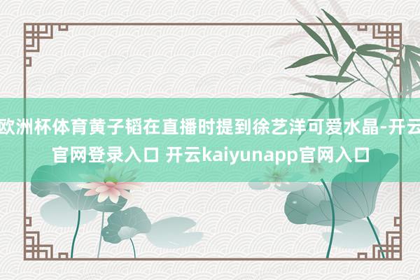 欧洲杯体育黄子韬在直播时提到徐艺洋可爱水晶-开云官网登录入口 开云kaiyunapp官网入口