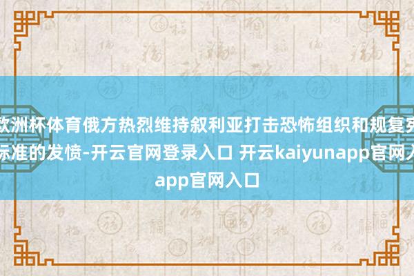 欧洲杯体育俄方热烈维持叙利亚打击恐怖组织和规复宪法标准的发愤-开云官网登录入口 开云kaiyunapp官网入口