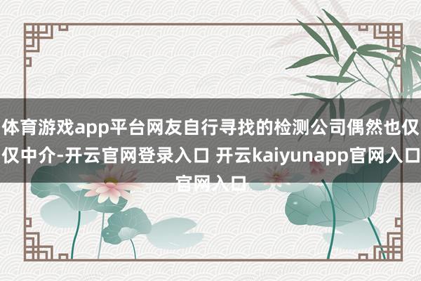 体育游戏app平台网友自行寻找的检测公司偶然也仅仅中介-开云官网登录入口 开云kaiyunapp官网入口