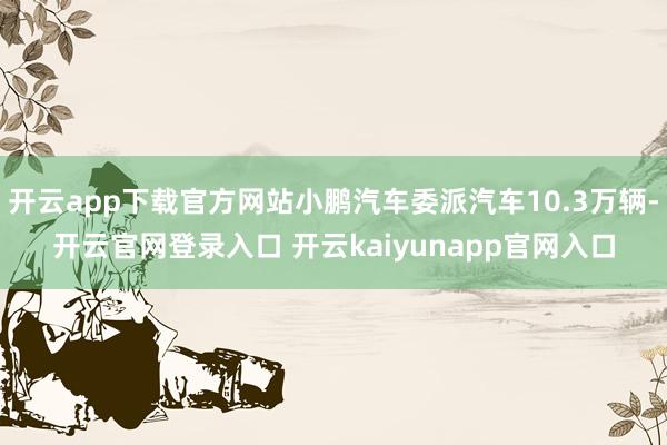 开云app下载官方网站小鹏汽车委派汽车10.3万辆-开云官网登录入口 开云kaiyunapp官网入口