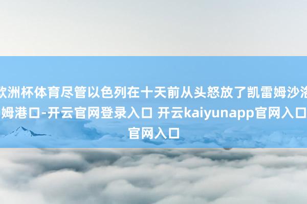 欧洲杯体育尽管以色列在十天前从头怒放了凯雷姆沙洛姆港口-开云官网登录入口 开云kaiyunapp官网入口