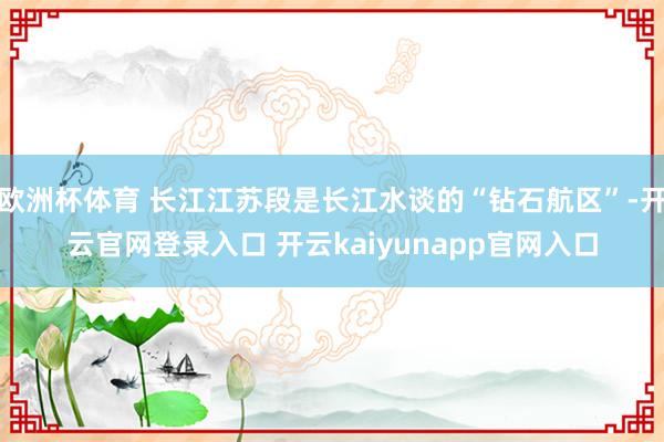 欧洲杯体育 长江江苏段是长江水谈的“钻石航区”-开云官网登录入口 开云kaiyunapp官网入口